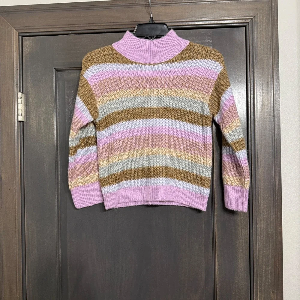OshKosh Bgosh NWT Girls Size 8 Striped Mock‎ Neck Chunky Knit Sweater